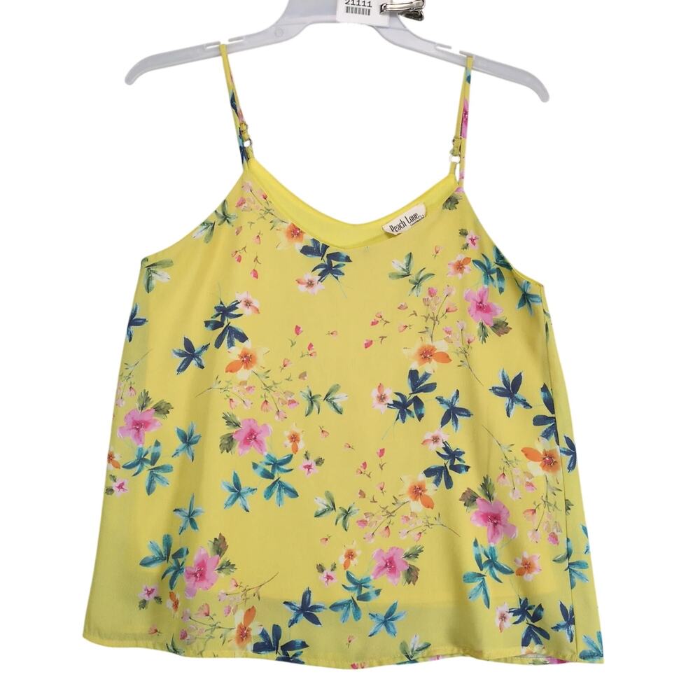 Peach Love California Yellow Floral Camisole Top‎ Sz S Cami Tank Summer Beachy
